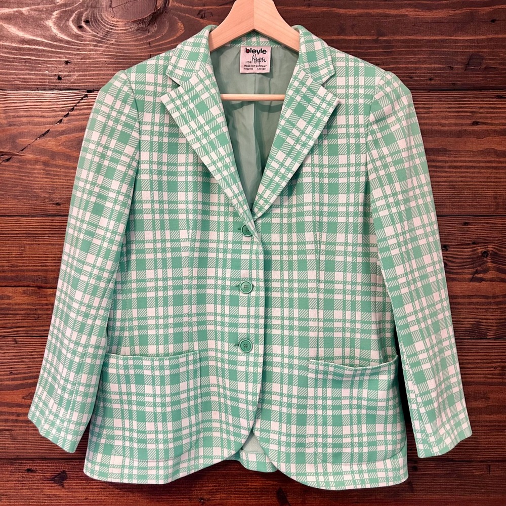 Vintage Bleyle for Hooper Blazer Womens 14 Green West Germany 70s 80s Mod Retro